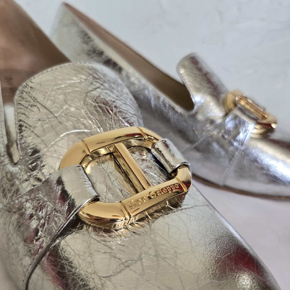 Silver Block Heel Loafers - Picture 5 of 13